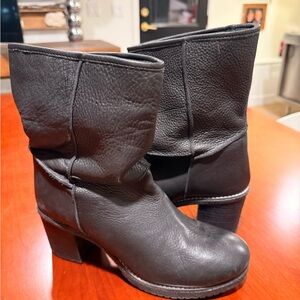 Naughty Monkey Black Leather Heeled Boots